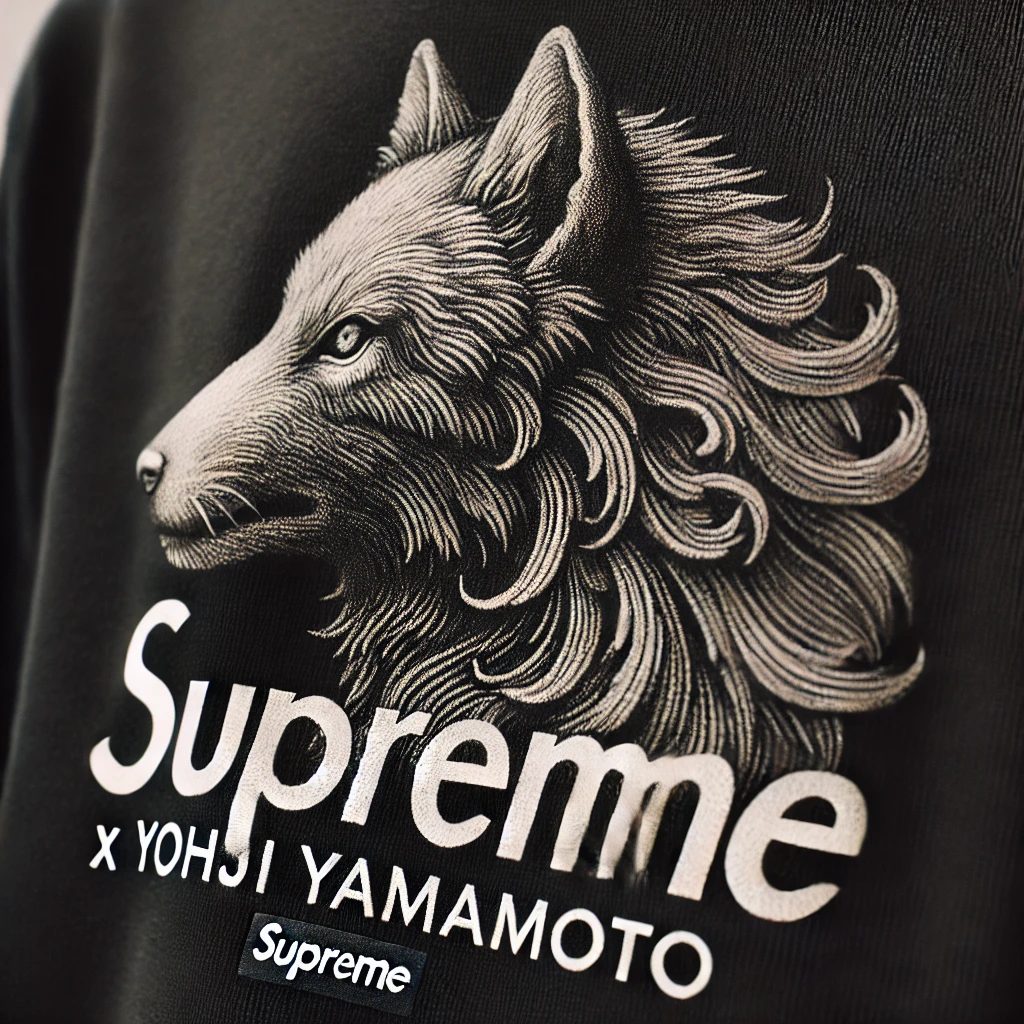 DALL%C2%B7E%202024-08-14%2013.06.56%20-%20A%20close-up%20shot%20of%20the%20Supreme%20x%20Yohji%20Yamamoto%20collaboration%20featuring%20the%20Wolf%20Head%20Sketch%20graphic%20tee.%20The%20t-shirt%20is%20black%20with%20a%20detailed%20sketch%20.webp